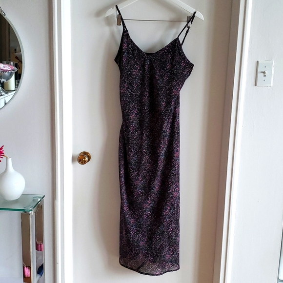 Femme by Design Dark Floral Fitted Frilly Strappy Dress Boho Summer Women M NWT - Picture 2 of 10